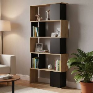Librería arg, montaje en pared, madera nobilitada roble marrón