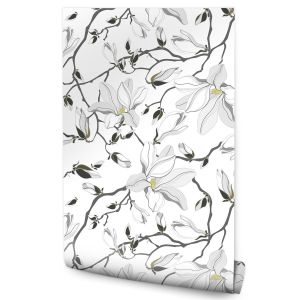 Papel pintado no tejido para salón flores magnolia naturaleza