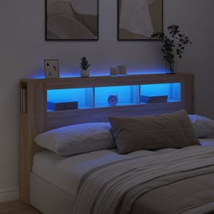 Cabecero LED madera ingeniería roble sonoma 180x18,5x103,5 cm