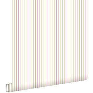 Estahome papel pintado rayas rosa claro bebé 53 cm x 10.05 m