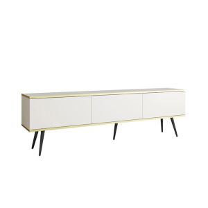 Mueble tv contemporáneo - blanco mate - patas de metal - 175 x 30 x 52 cm