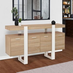 Aparador industrial de madera blanca - 4 puertas - 160 cm