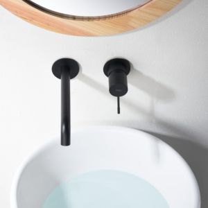 Imex - grifo monomando lavabo empotrado negro serie génova