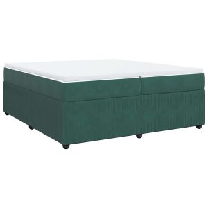 vidaXL cama box spring con colchón terciopelo verde oscuro 200x200 cm
