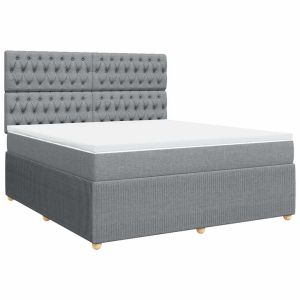 vidaXL cama box spring con colchón tela gris claro 180x200 cm