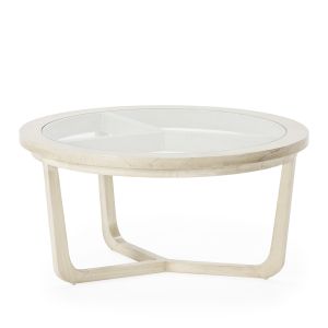Mesa de centro 80x80x40 madera blanco velado, cristal