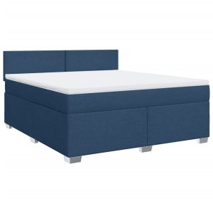 vidaXL cama box spring con colchón tela azul 180x200 cm