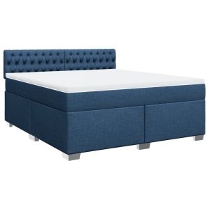 vidaXL cama box spring con colchón tela azul 180x200 cm