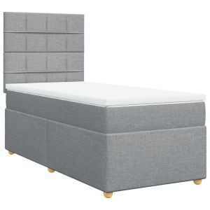 vidaXL cama box spring con colchón tela gris claro 100x200 cm
