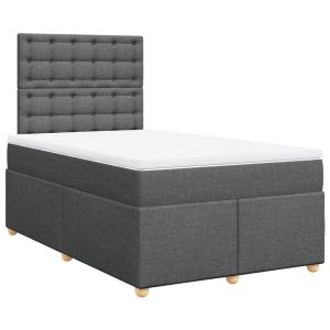 vidaXL cama box spring con colchón tela gris oscuro 120x190 cm