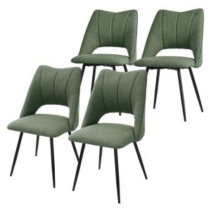Juego de 4x sillas de comedor sillón tapizado  verde de poliéster