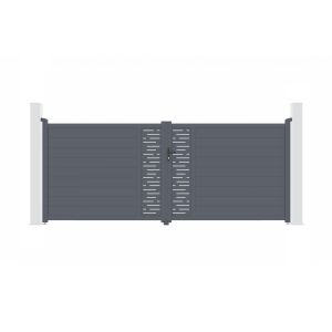 Puerta batiente 4m arlberg alt.160cm aluminio gris + 2 postes elda + moto
