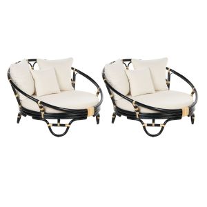 Conjunto de 2 camas de exterior rossano ratán negro