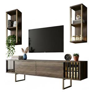 Parede equipada artinay, 5 estantes, madera noble marrón