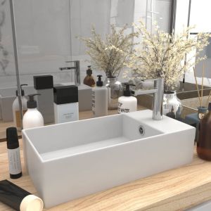 Lavabo con rebosadero cerámica blanco mate es4537