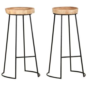 vidaXL taburetes de cocina 2 unidades madera maciza de acacia