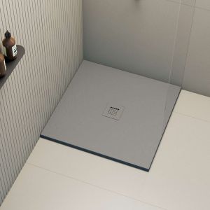 Plato de ducha poaLGi - 90x90 cm - gris - extraplano, antideslizante