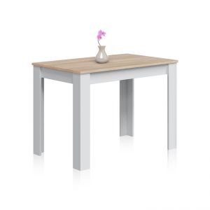 Mesa de comedor fija y compacta 109x67 cm dina blanco - roble