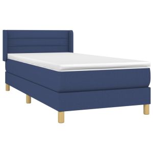 vidaXL cama box spring con colchón tela azul 90x200 cm