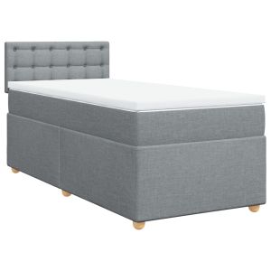 vidaXL cama box spring con colchón tela gris claro 100x200 cm