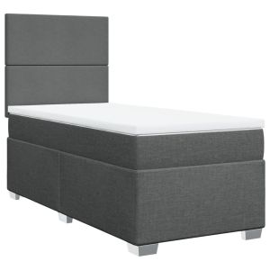 vidaXL cama box spring con colchón tela gris oscuro 90x190 cm