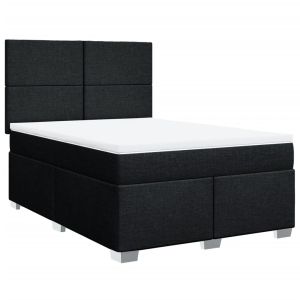 vidaXL cama box spring con colchón tela negro 160x200 cm