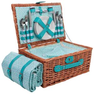 Cesta de picnic 4 servicios marrón 44x30x20h cm