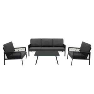 Conjunto para exteriores de aluminio 5 plazas - gris antracita