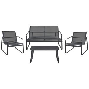 Conjunto de jardín con mesa 4 plazas barrea metal negro