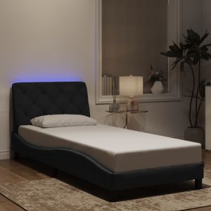 Cama 90x190 cm,cama con luces LED de terciopelo negro rhu1486