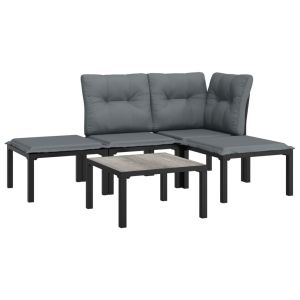 vidaXL juego de muebles de jardín 5 pzas ratán sintético negro y gris