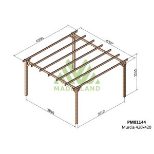 Pérgola de madera maciza - murcia 420x420cm (maderland)