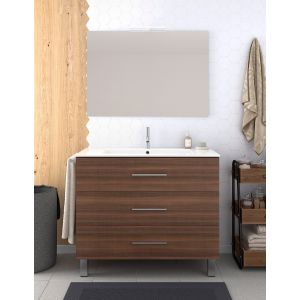 Mueble de baño ribera, lavabo y espejo 80x45cm fresno tea