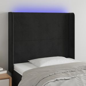 Cabecero con LED de terciopelo negro 103x16x118/128 cm eso2392