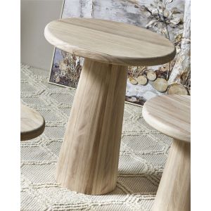 Mesa de centro redonda madera natural 60 cms. 50dx60 cms