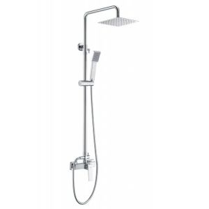Columna de ducha extensible, termostatico rociador cuadrado color cromo