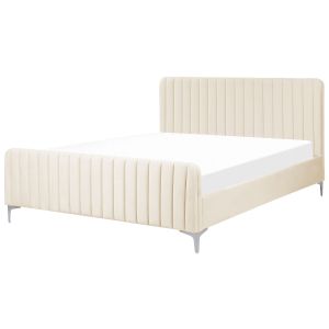 Cama terciopelo lunan 160 x 200 cm beige claro