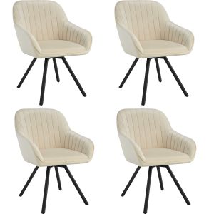 4 sillas de comedor giratoria 360º de terciopelo 58x58x82 cm crema