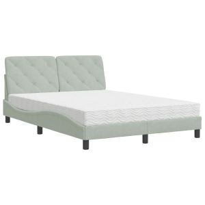 vidaXL cama con colchón terciopelo gris claro 140x190 cm