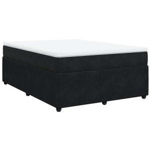 vidaXL cama box spring con colchón terciopelo negro 160x200 cm