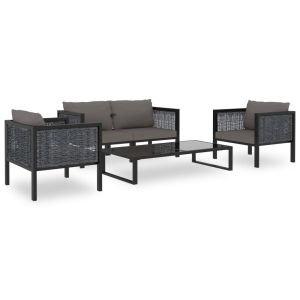 vidaXL muebles jde ardín 5 pzas y cojines ratán sintético antracita