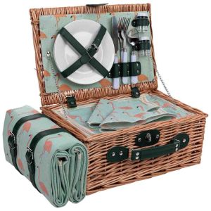 Cesta de picnic 4 servicios marrón 38x26x18cm
