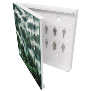 Guardallaves decorativo 30x30x5 bosque brumoso, apertura izquierda