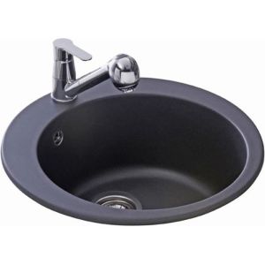 Aquasanita - fregadero - redondo granito negro - 505 x 505 mm