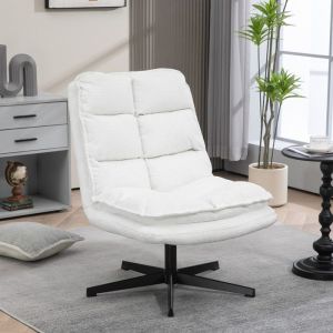 Meubles cosy - silla de ocio plegable en tela blanca giratoria 360°
