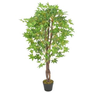 vidaXL planta artificial árbol de arce con macetero verde 120 cm