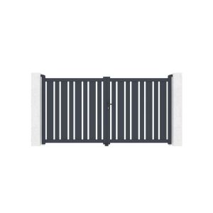 Puerta batiente regulable ancho 3m veymont h.160cm aluminio gris