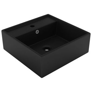 Lavabo lujoso cuadrado rebosadero cerámica negro mate 41x41 cm es4126