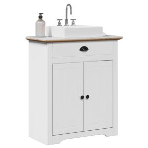 Mueble de baño sin lavabo bodo blanco y marrón 70x35x80 cm