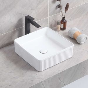 Lavabo de sobreponer corinto ibi cerámica 37,5x13x37,5 cm blanco